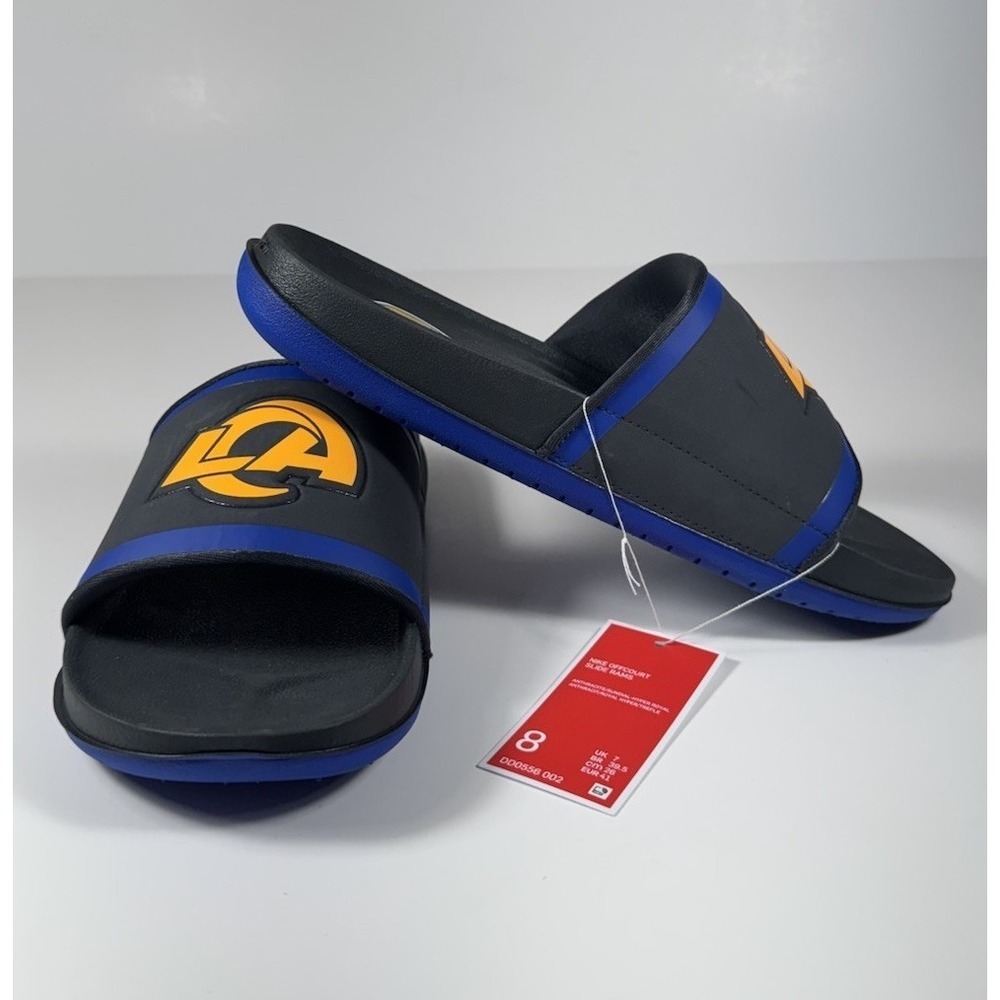 NIKE Offcourt LA Rams NFL Slides Sandals Blue Black Men's Sz 8 *NEW* DD0556-002 - Picture 6 of 7